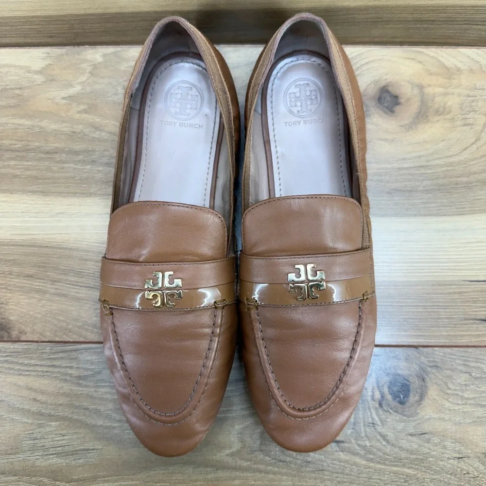 Tory Burch Moc Toe Loafers Flats Womens 7.5 M‎ Royal Tan Leather